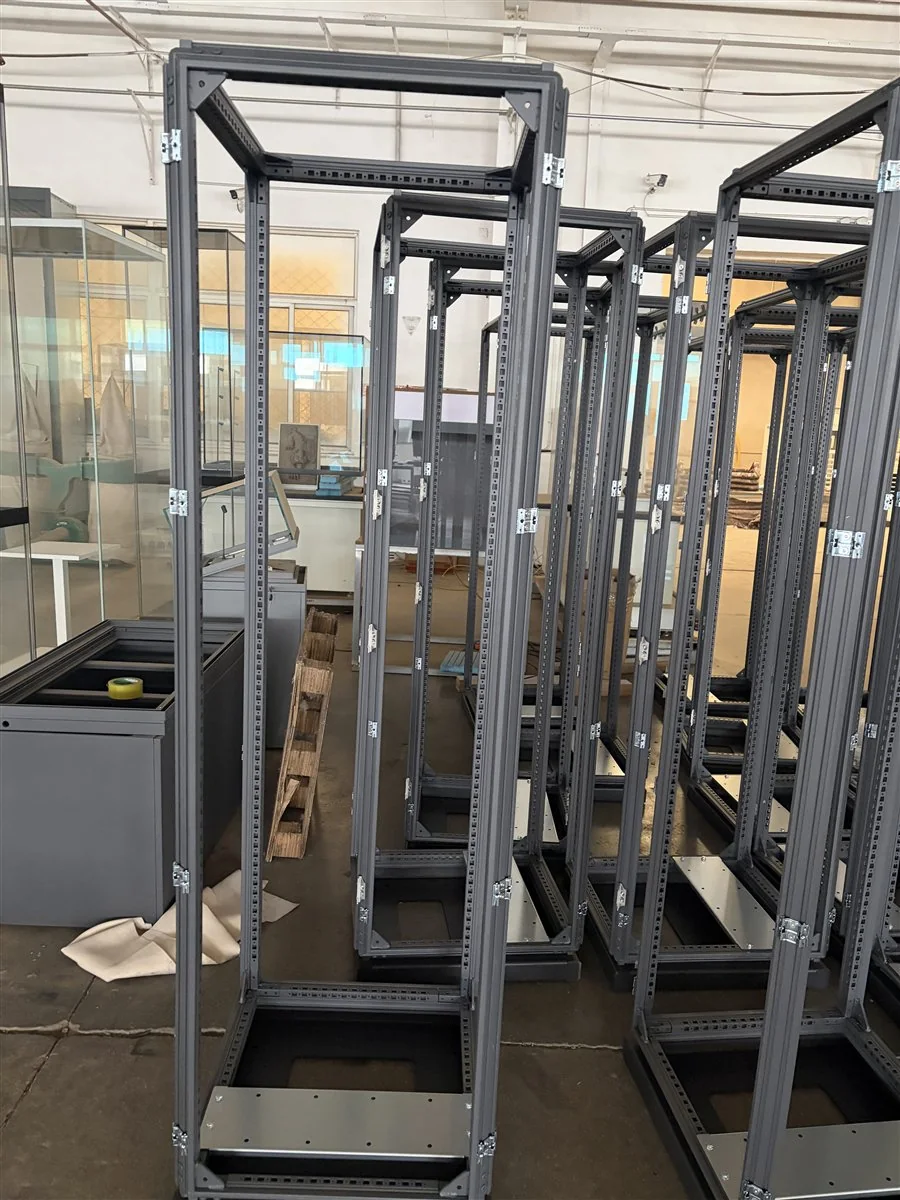 LANSGRID modular cabinet frames on the manufacturing floor